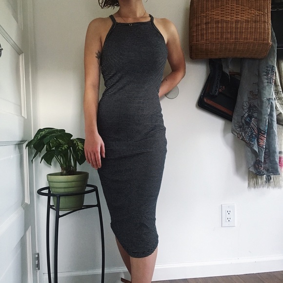 Striped midi bodycon dress - Picture 1 of 4